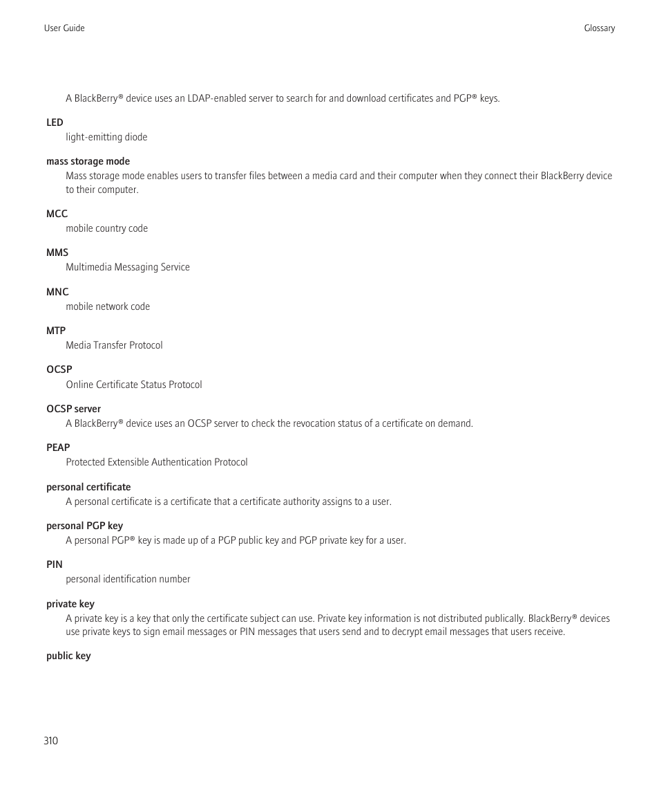 Blackberry CURVE 8350I User Manual | Page 312 / 318