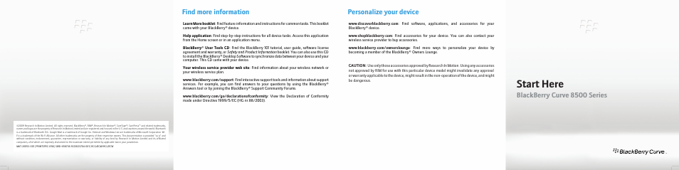 Blackberry Curve 8500 User Manual | 4 pages