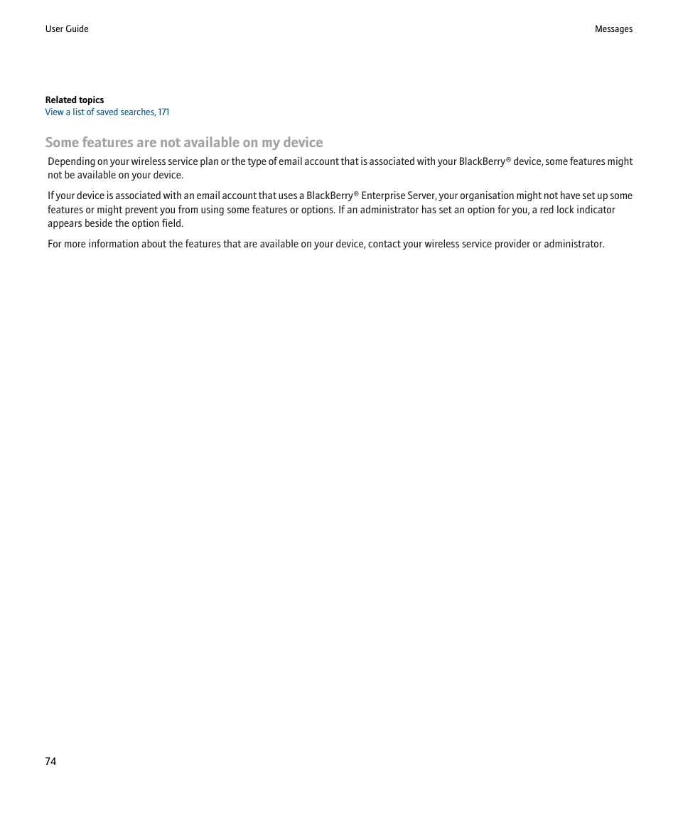 Some features are not available on my device | Blackberry Pearl 8220 User Manual | Page 76 / 277