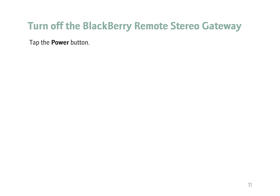 Turn off the blackberry remote stereo gateway | Blackberry MAT-17698-001 User Manual | Page 13 / 30