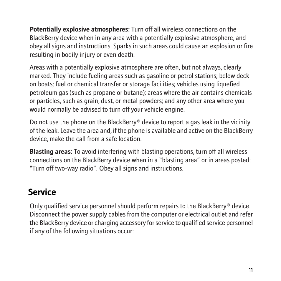 Service | Blackberry 8800 User Manual | Page 13 / 32