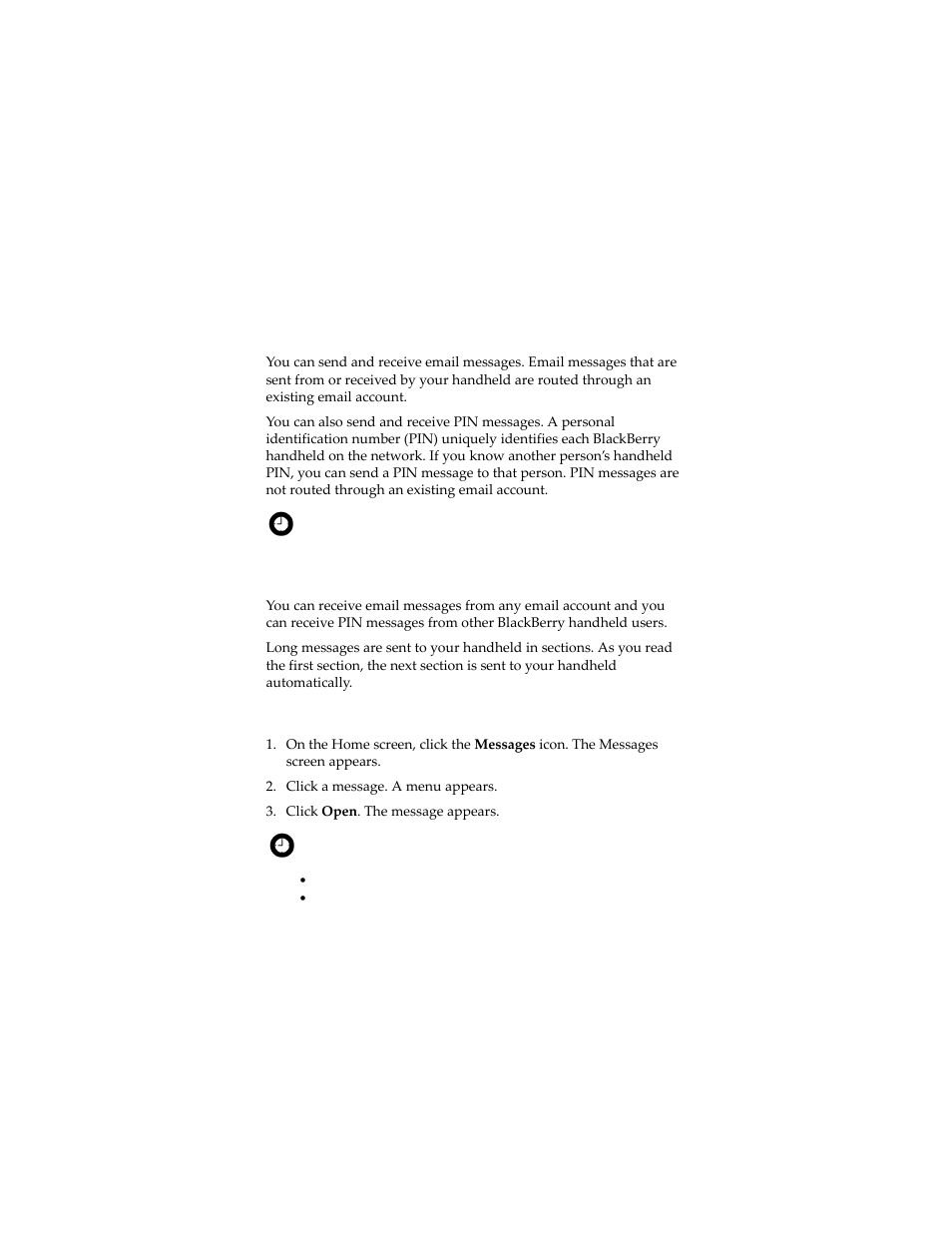 Email and pin messages, Opening messages | Blackberry 7230 User Manual | Page 10 / 152