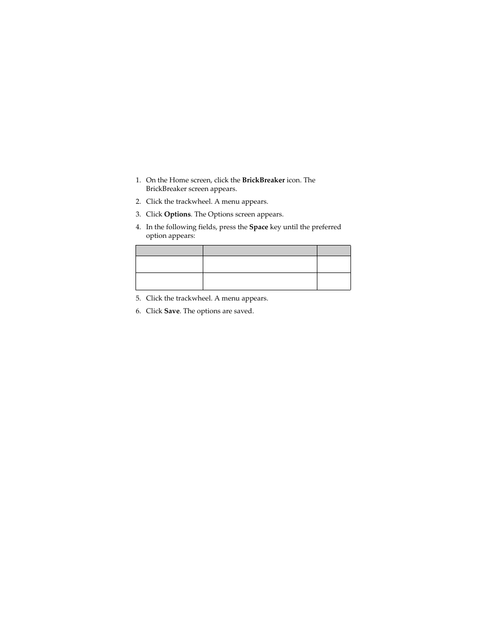 Set brickbreaker options | Blackberry 7230 User Manual | Page 106 / 152