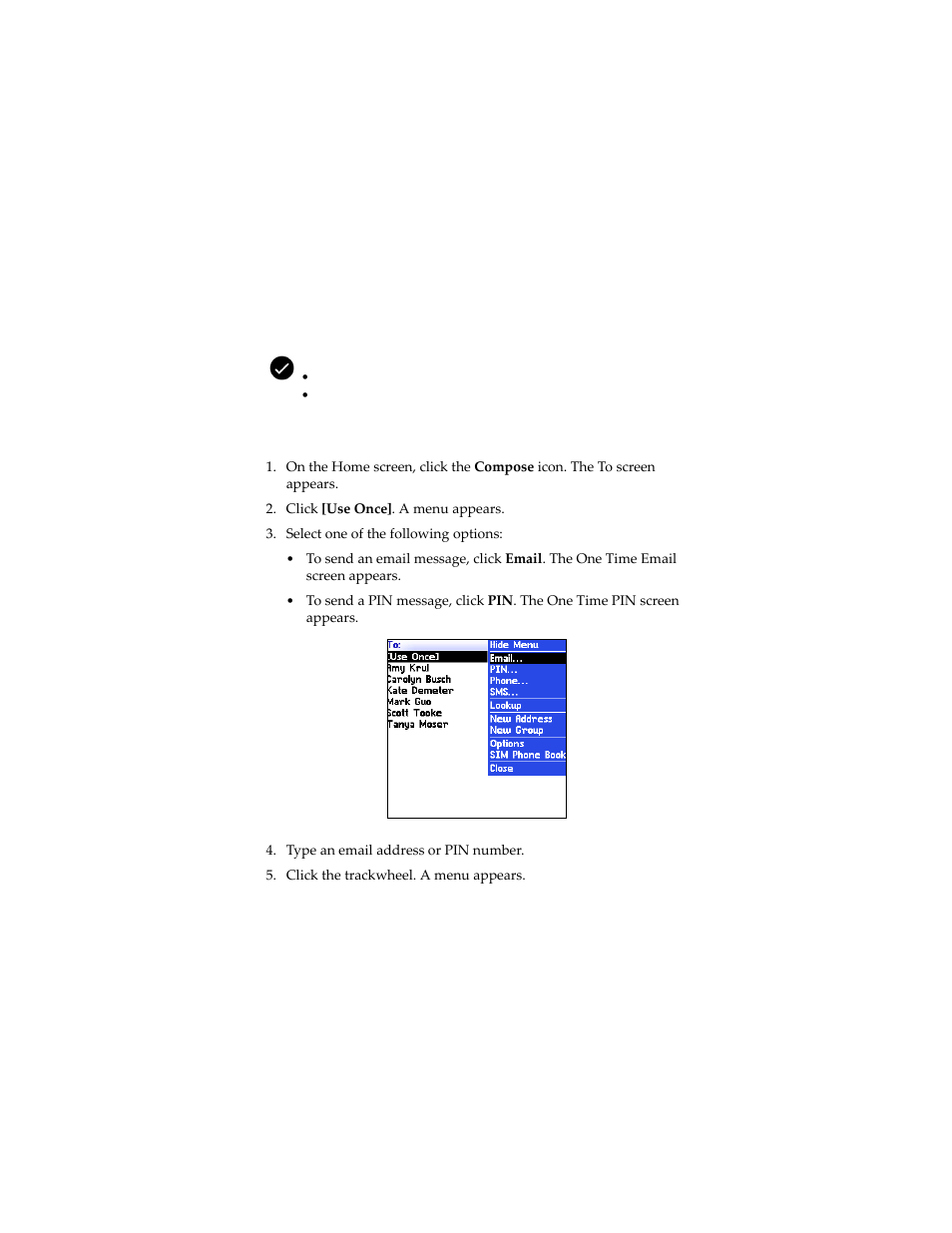 Sending email and pin messages, Send a message | Blackberry 7230 User Manual | Page 11 / 152