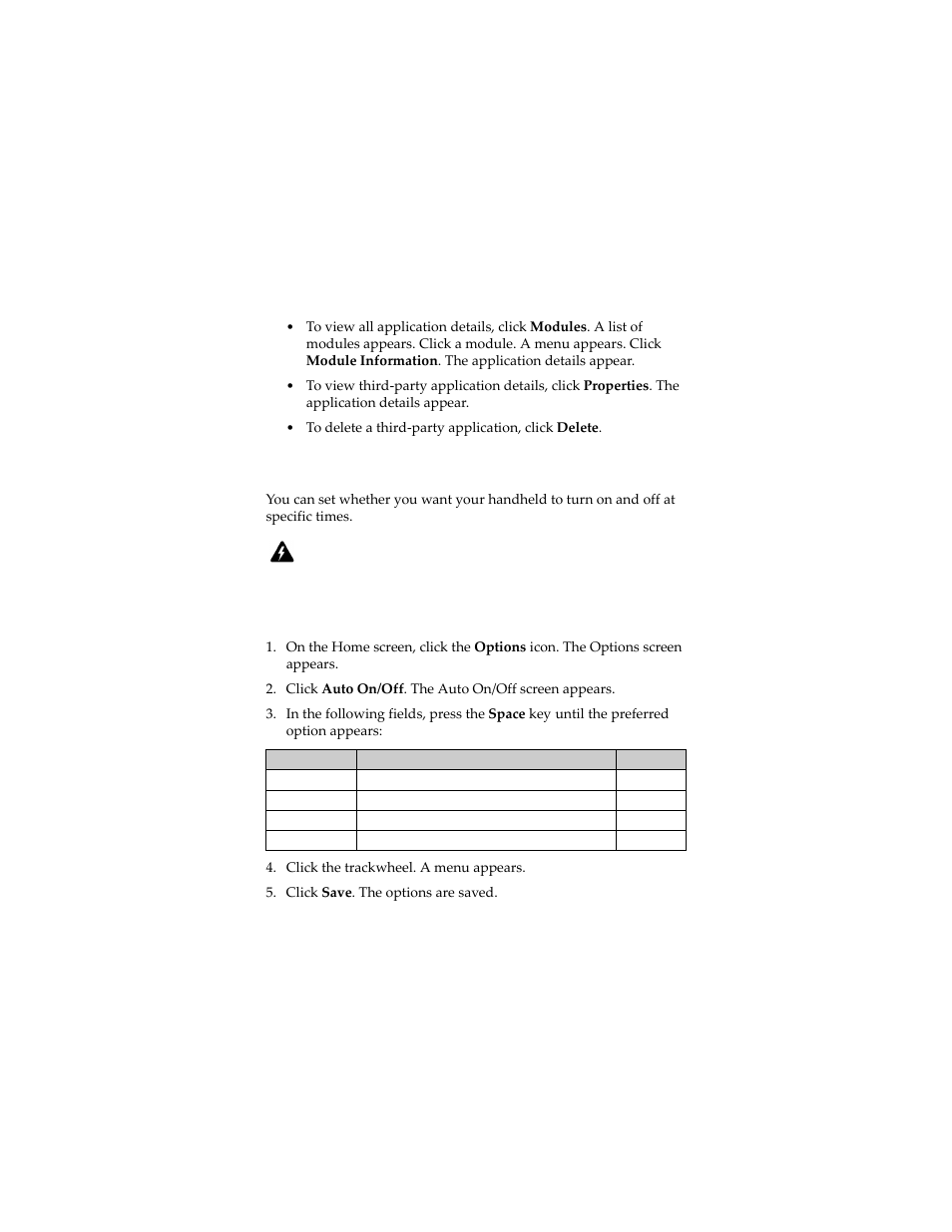 Auto on/off, 110 for more information, Set auto on/off options | Blackberry 7230 User Manual | Page 110 / 152
