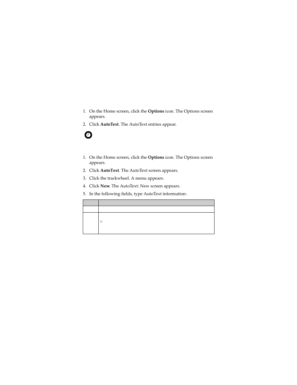 View autotext entries, Create an autotext entry | Blackberry 7230 User Manual | Page 112 / 152