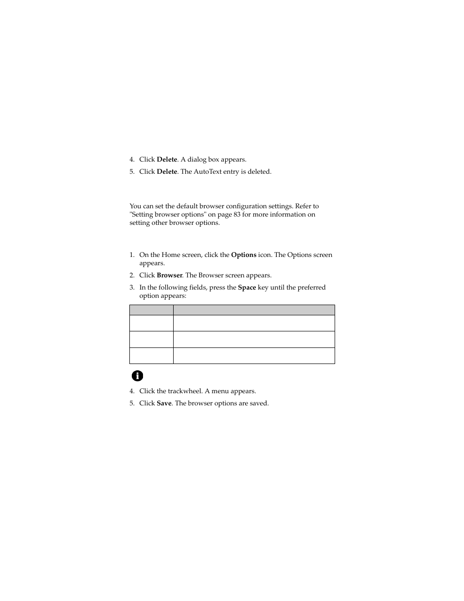 Browser, Set browser options | Blackberry 7230 User Manual | Page 114 / 152