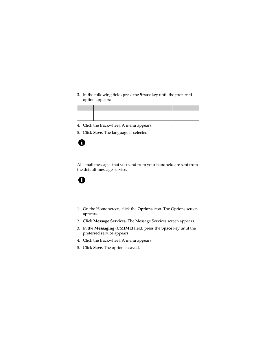 Message services, Change your default message service | Blackberry 7230 User Manual | Page 117 / 152