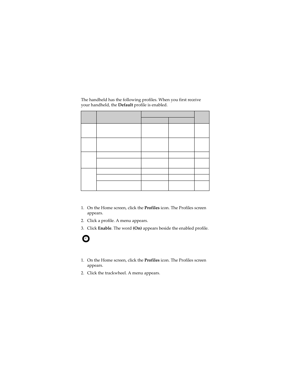 Enable a notification profile, Create a notification profile | Blackberry 7230 User Manual | Page 120 / 152