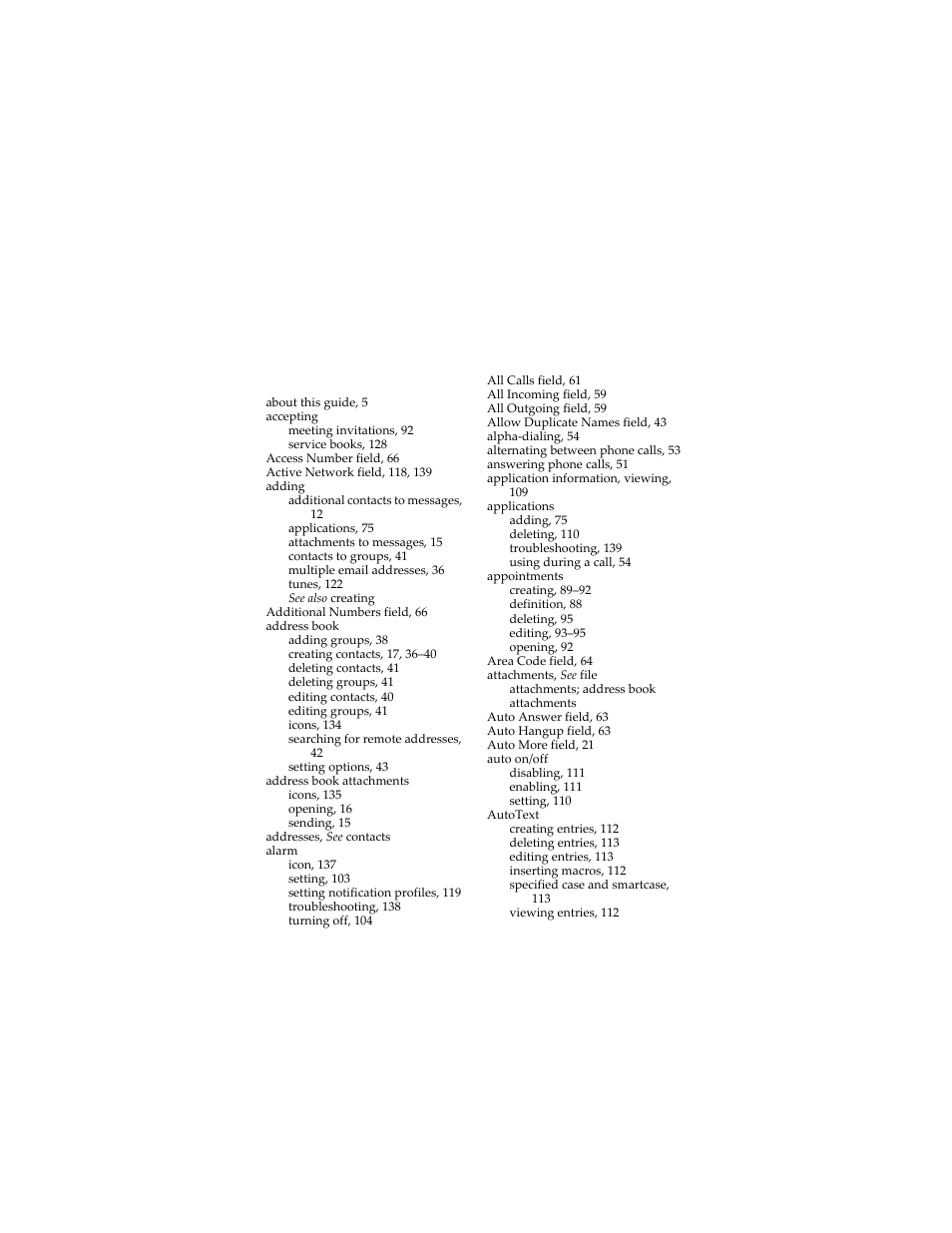 Index | Blackberry 7230 User Manual | Page 141 / 152