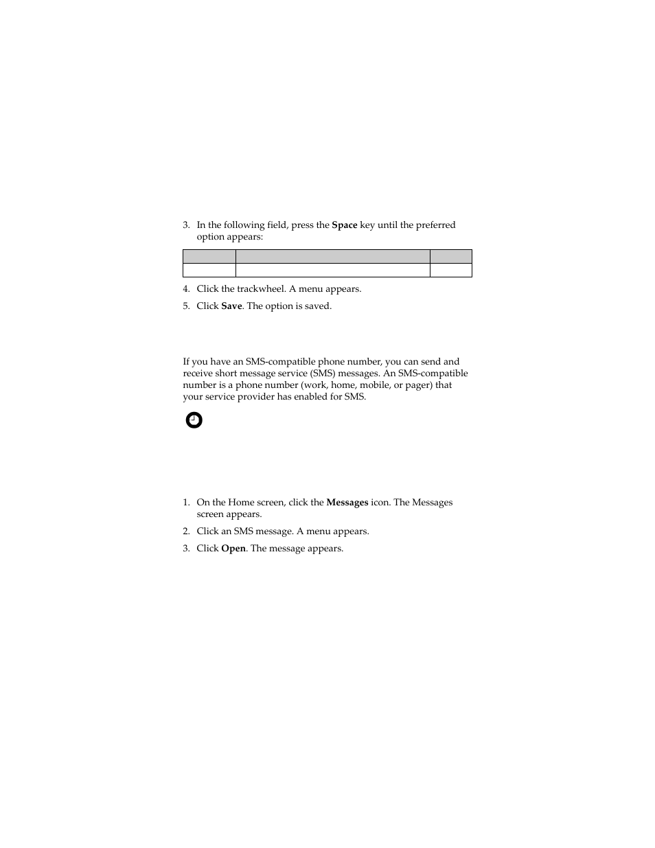 Sms messages, Opening sms messages, Open an sms message | Blackberry 7230 User Manual | Page 22 / 152
