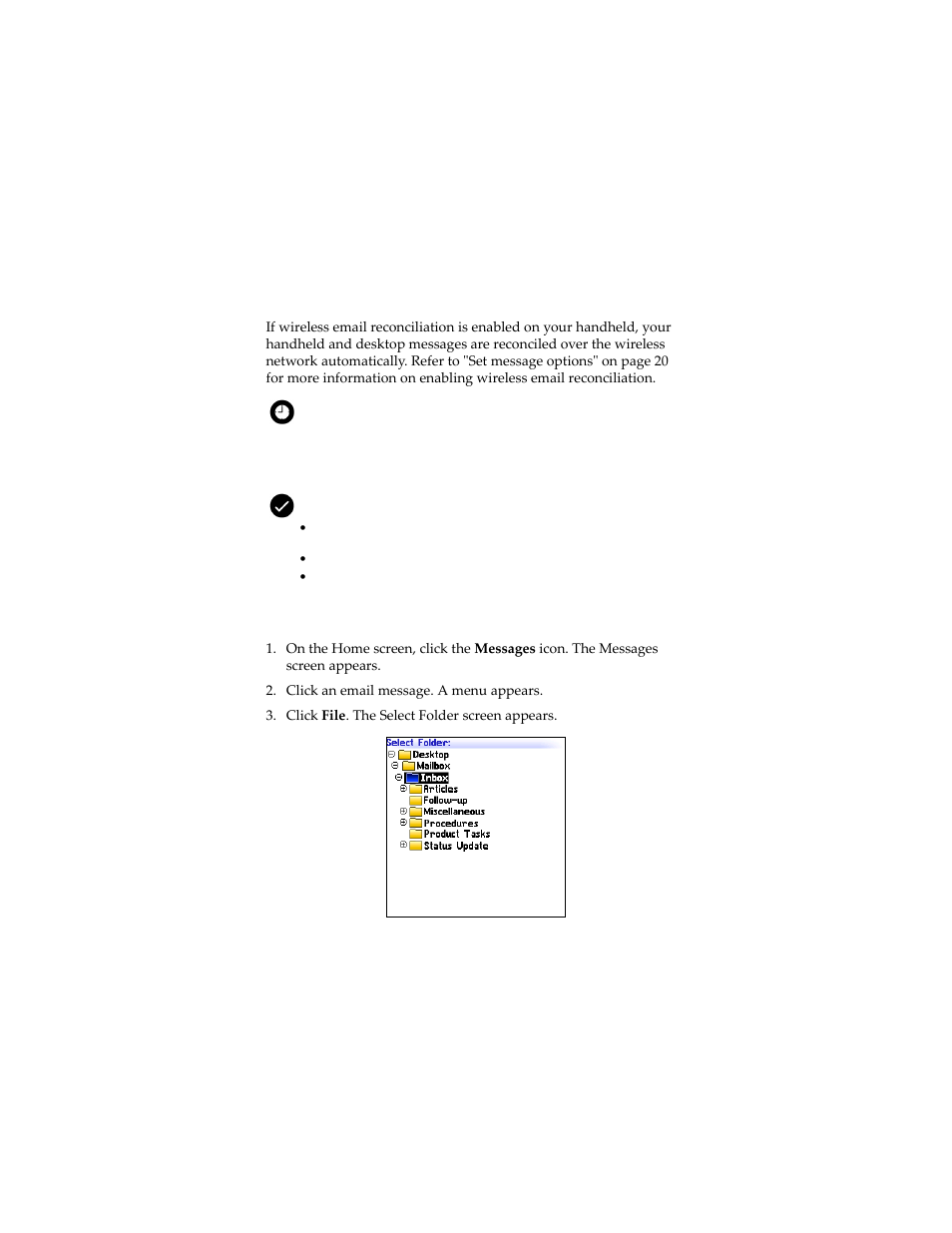 Filing email messages, File an email message | Blackberry 7230 User Manual | Page 30 / 152