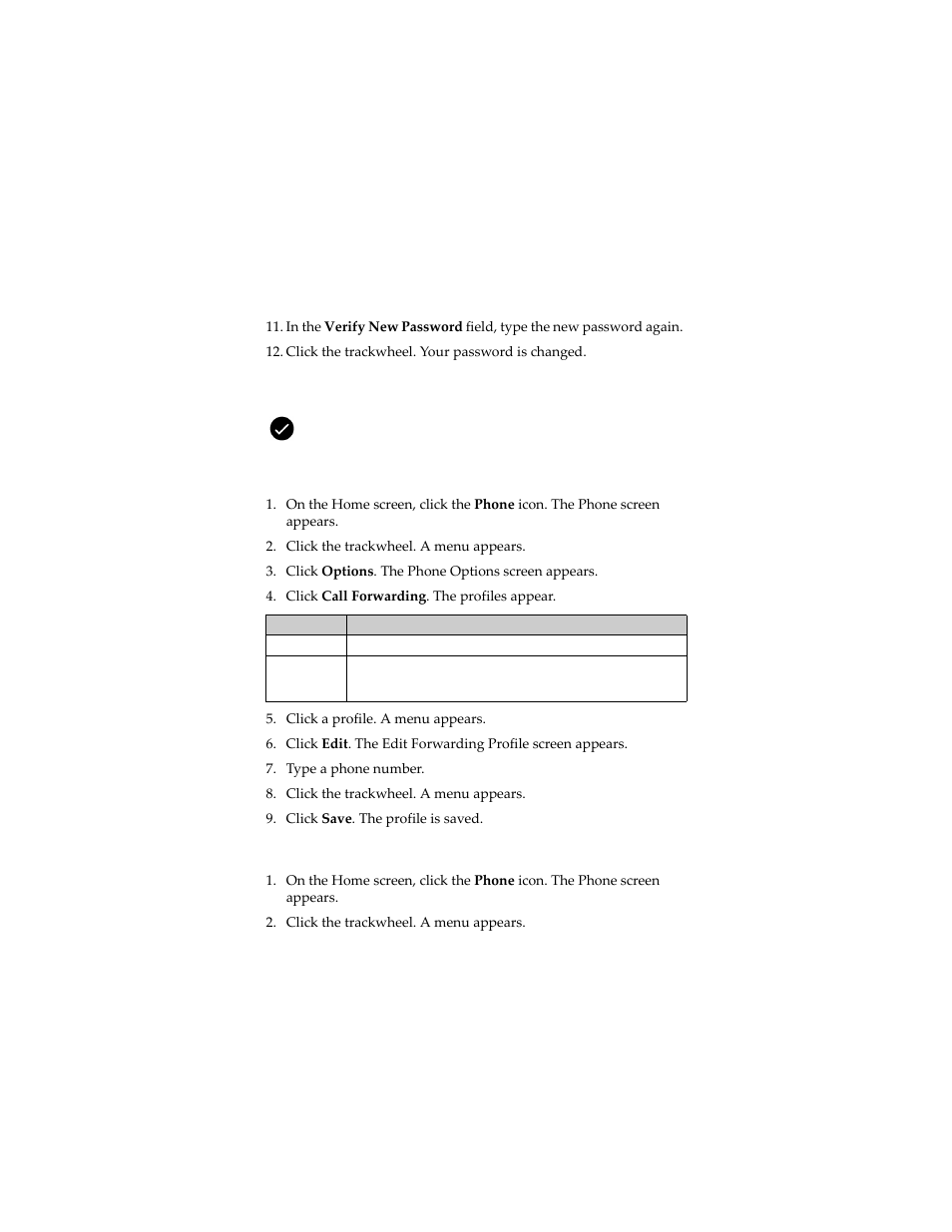 Setting call forwarding, Set call forwarding profiles, Enable or disable a call forwarding profile | Blackberry 7230 User Manual | Page 61 / 152