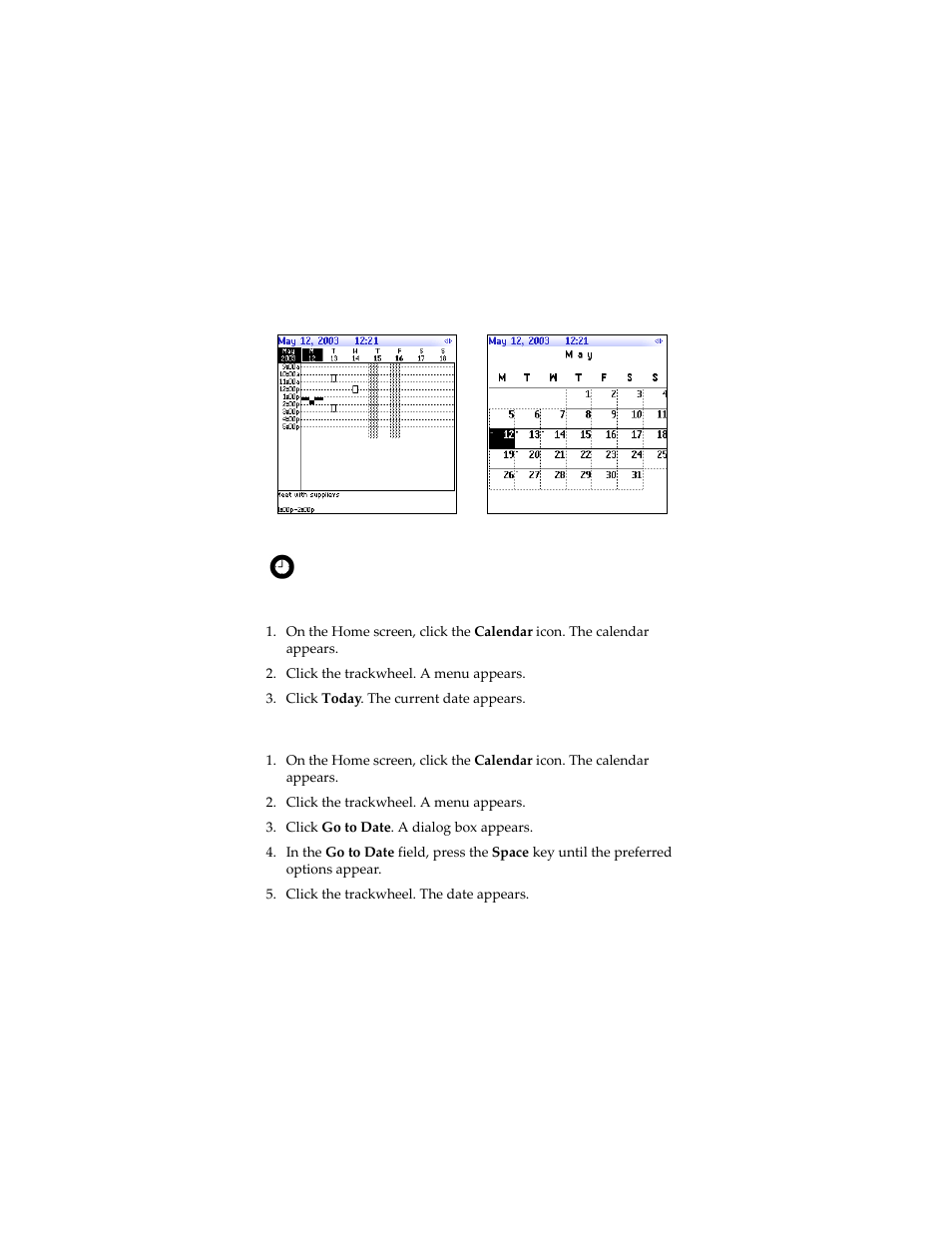 View the current date, View a specific date | Blackberry 7230 User Manual | Page 87 / 152