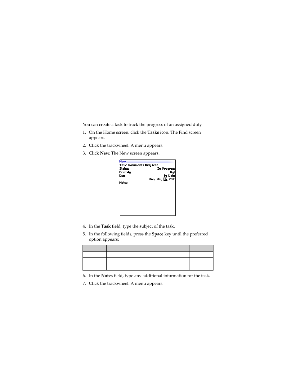 Tasks, Create a task | Blackberry 7230 User Manual | Page 98 / 152
