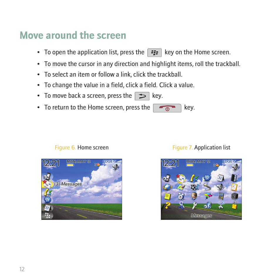 Move around the screen | Blackberry 8820 User Manual | Page 14 / 44
