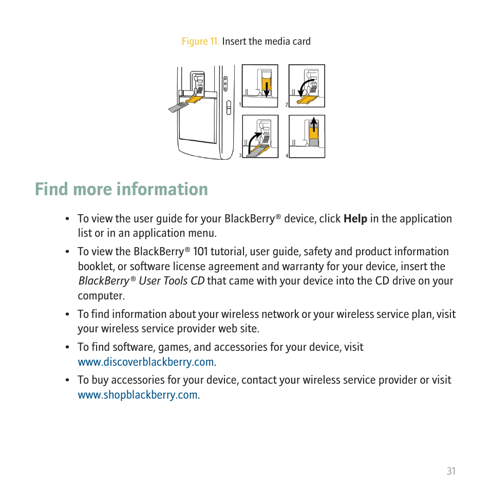 Find more information | Blackberry 8820 User Manual | Page 33 / 44