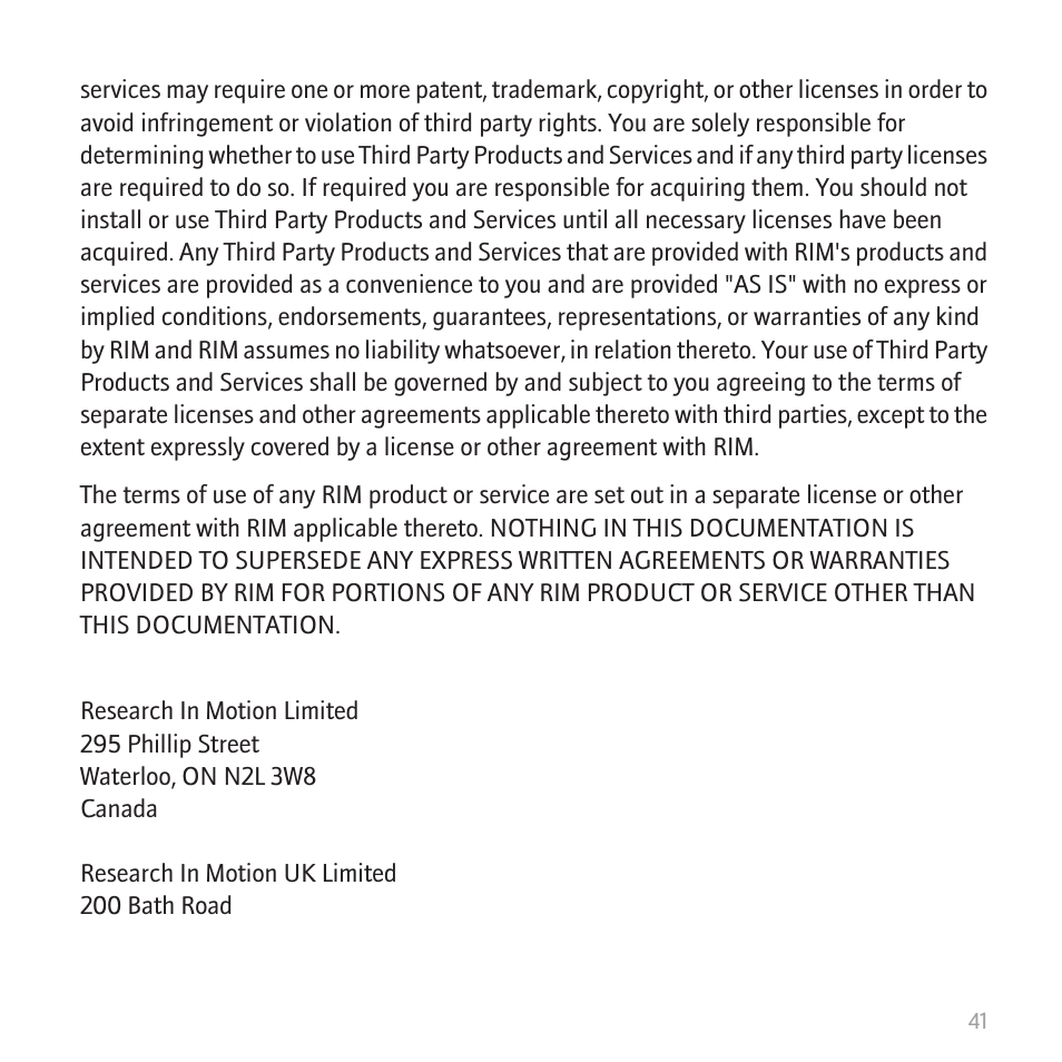 Blackberry 8820 User Manual | Page 43 / 44