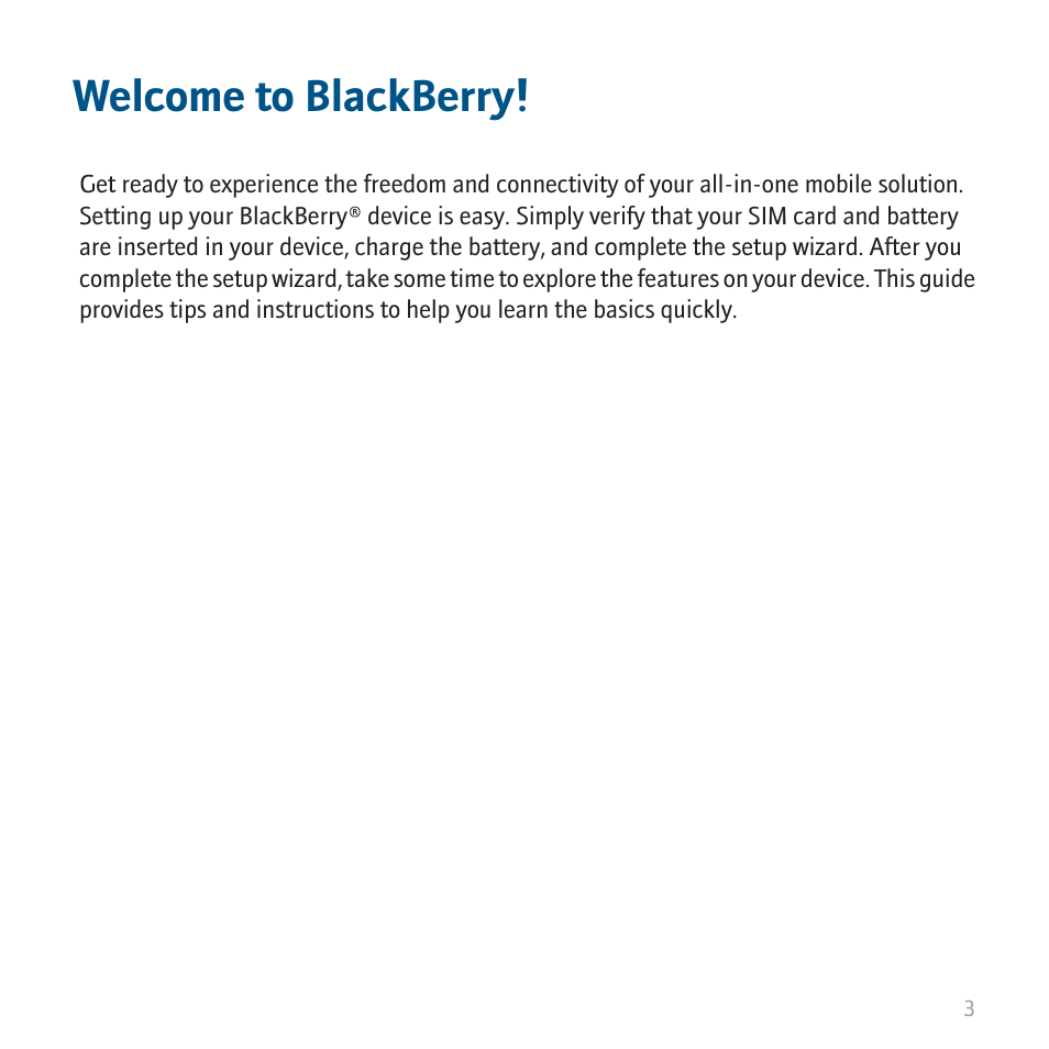 Welcome to blackberry | Blackberry 8820 User Manual | Page 5 / 44