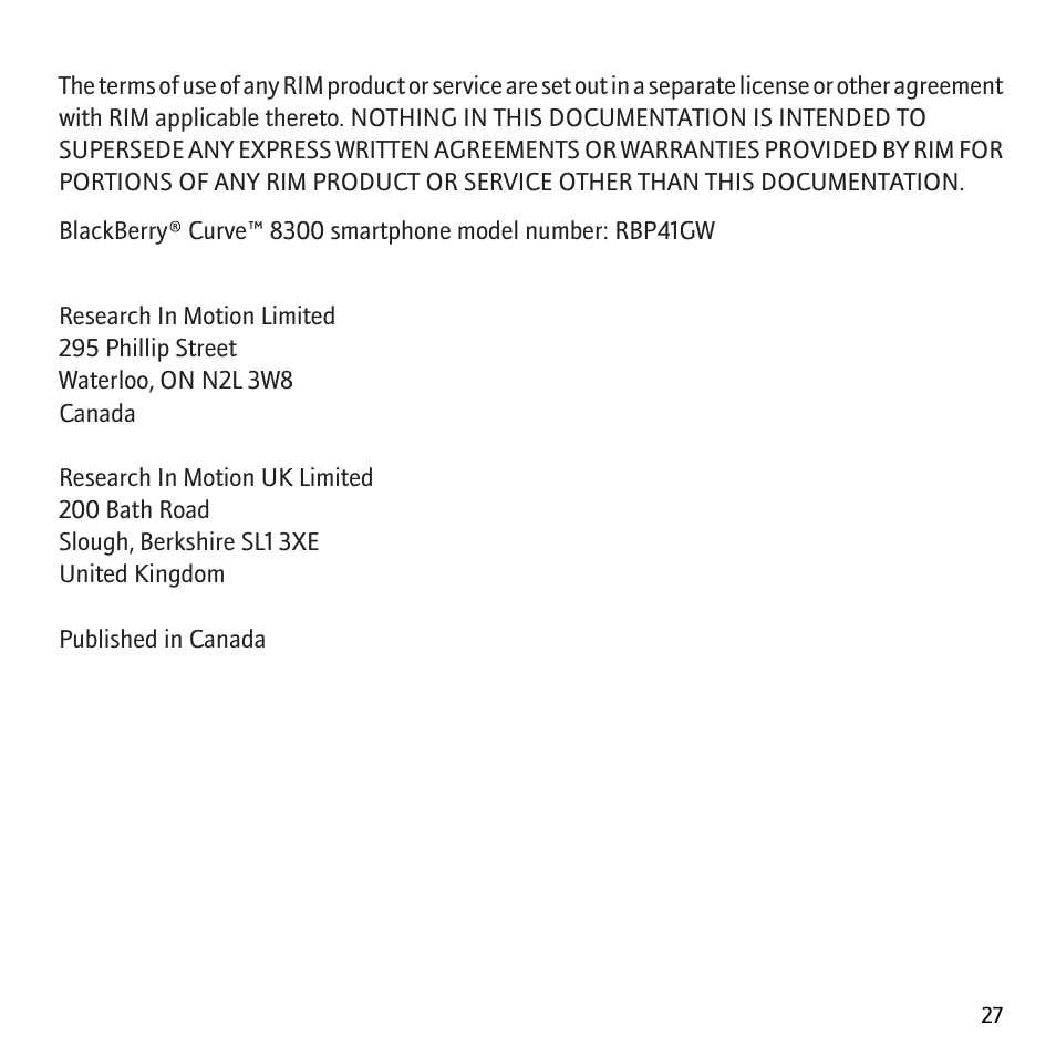 Blackberry Curve 8300 User Manual | Page 29 / 29