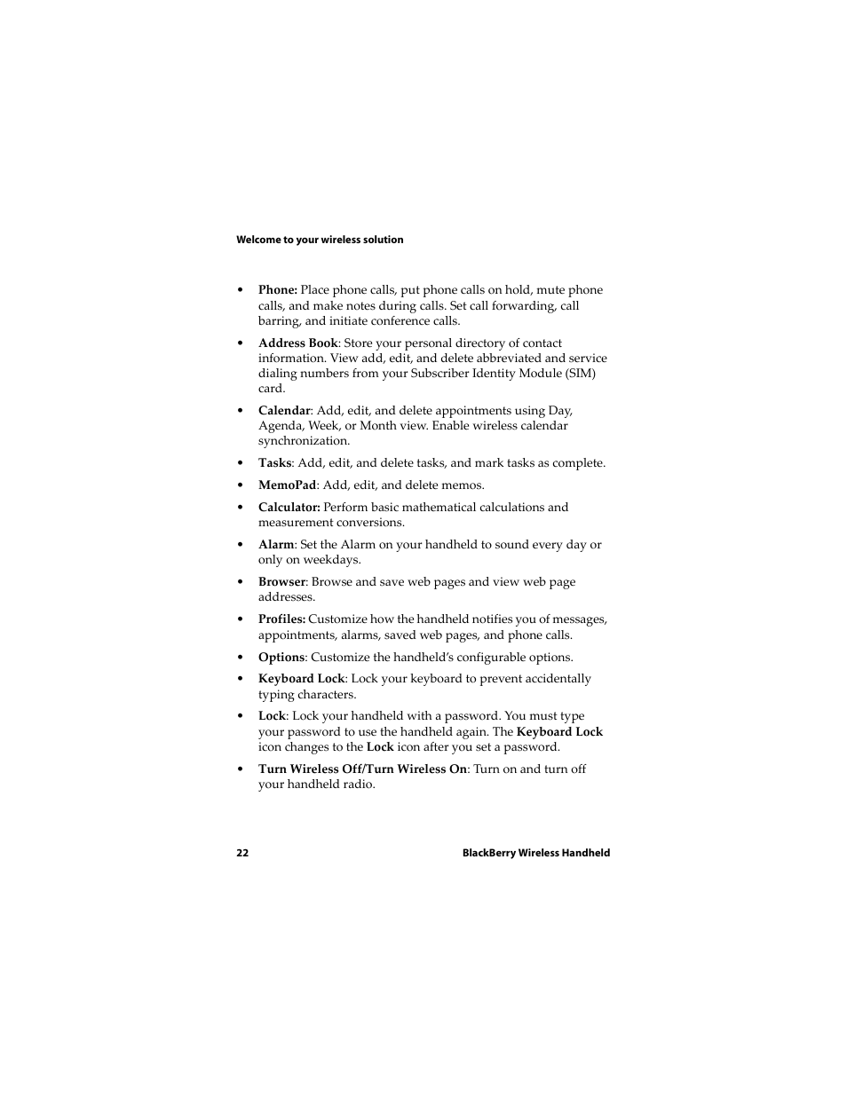 Blackberry RIM Wireless Handhelds 5810 User Manual | Page 22 / 76