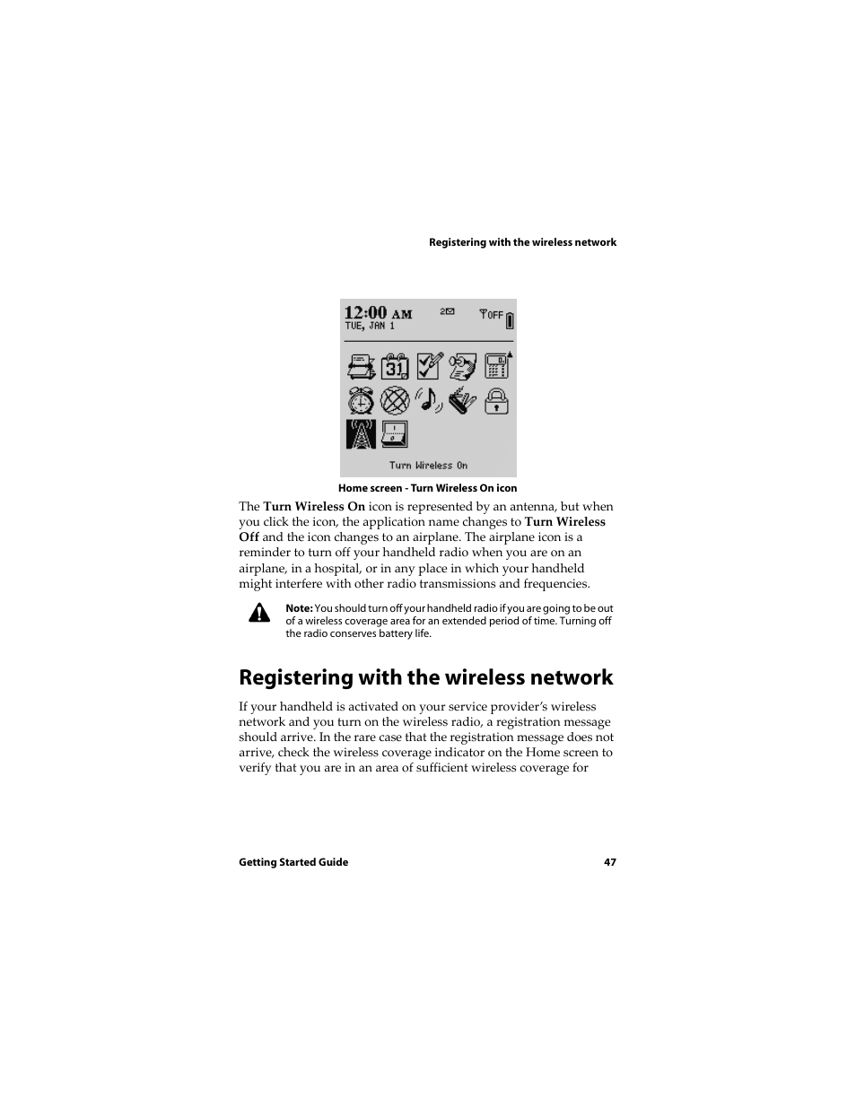 Registering with the wireless network | Blackberry RIM Wireless Handhelds 5810 User Manual | Page 47 / 76