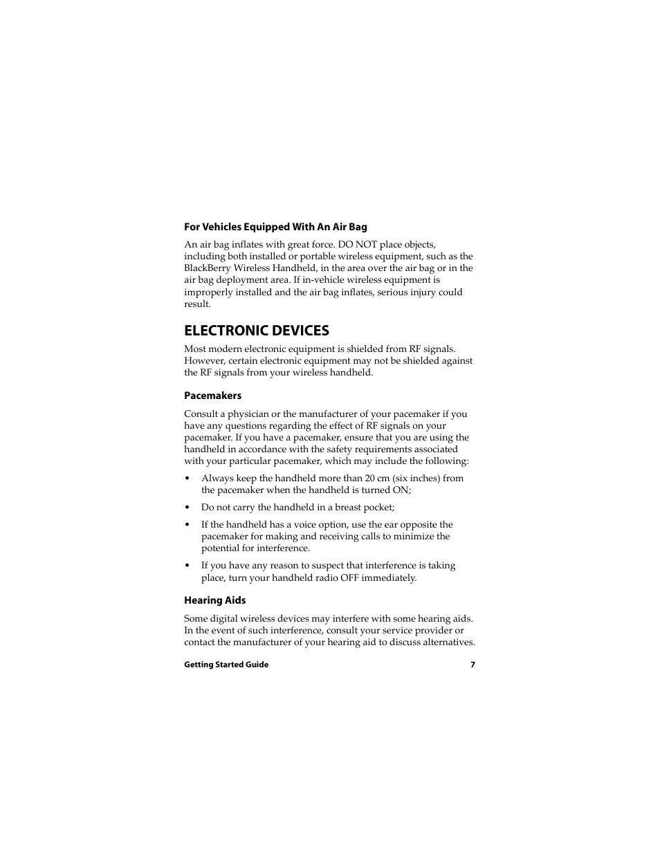 Electronic devices | Blackberry RIM Wireless Handhelds 5810 User Manual | Page 7 / 76