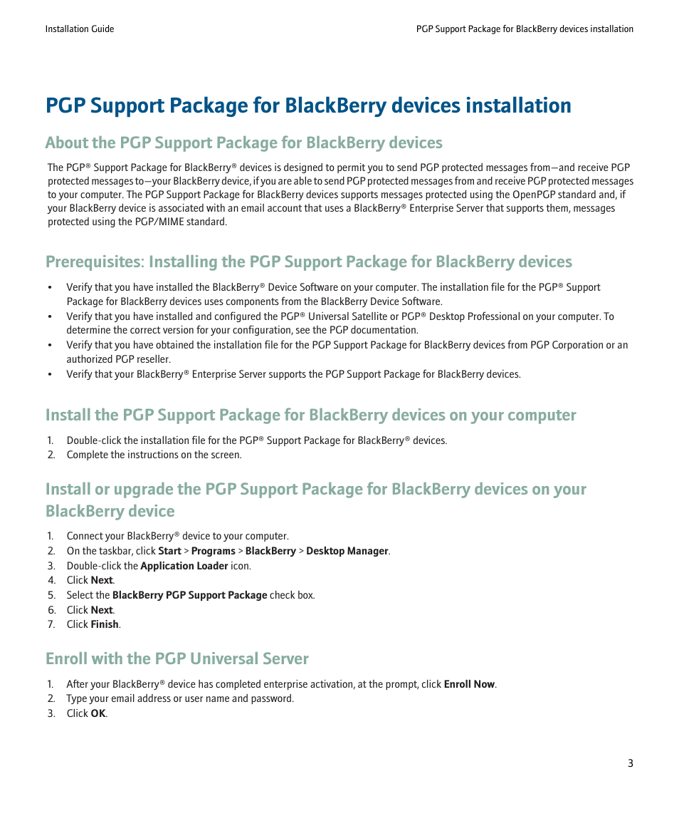Enroll with the pgp universal server | Blackberry Network Device SWD-500612 User Manual | Page 5 / 9