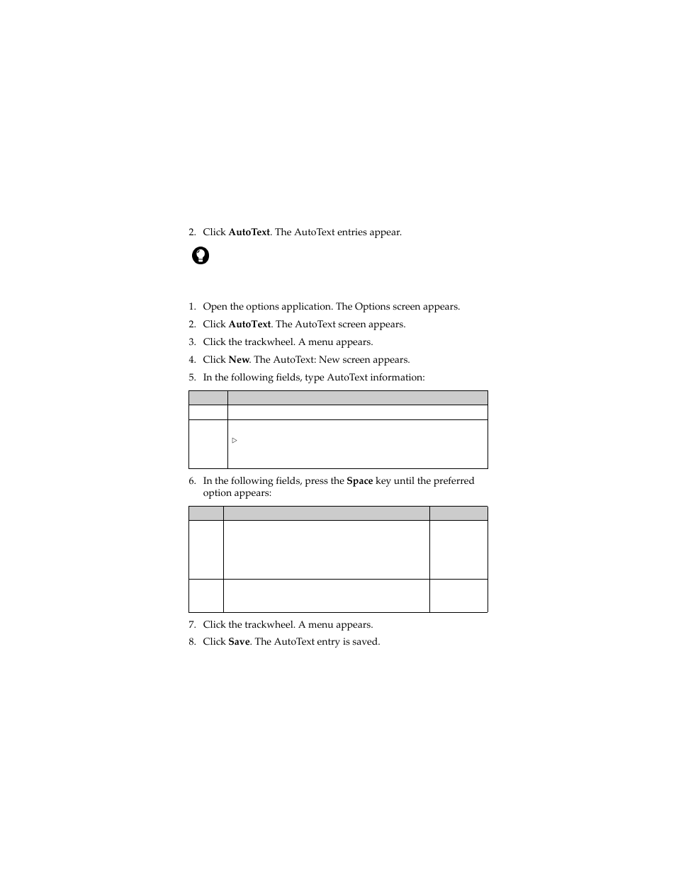 Create an autotext entry | Blackberry 6280 User Manual | Page 112 / 152