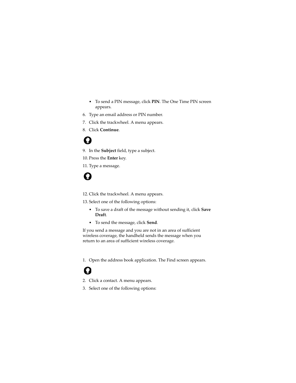Send a message to a contact in your address book | Blackberry 6280 User Manual | Page 12 / 152