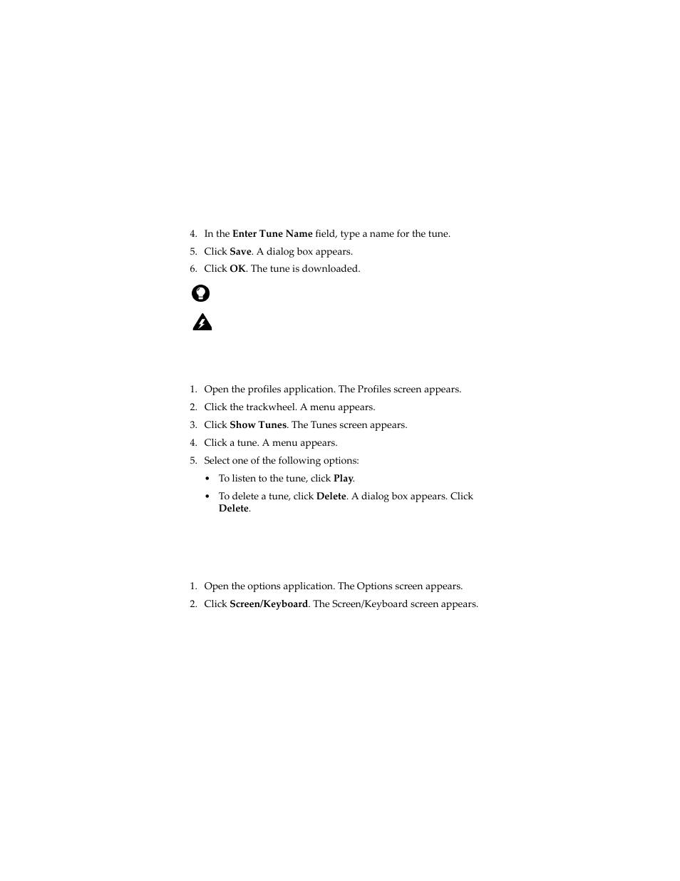 Screen/keyboard, Manage a tune, Set screen and keyboard settings | Blackberry 6280 User Manual | Page 122 / 152