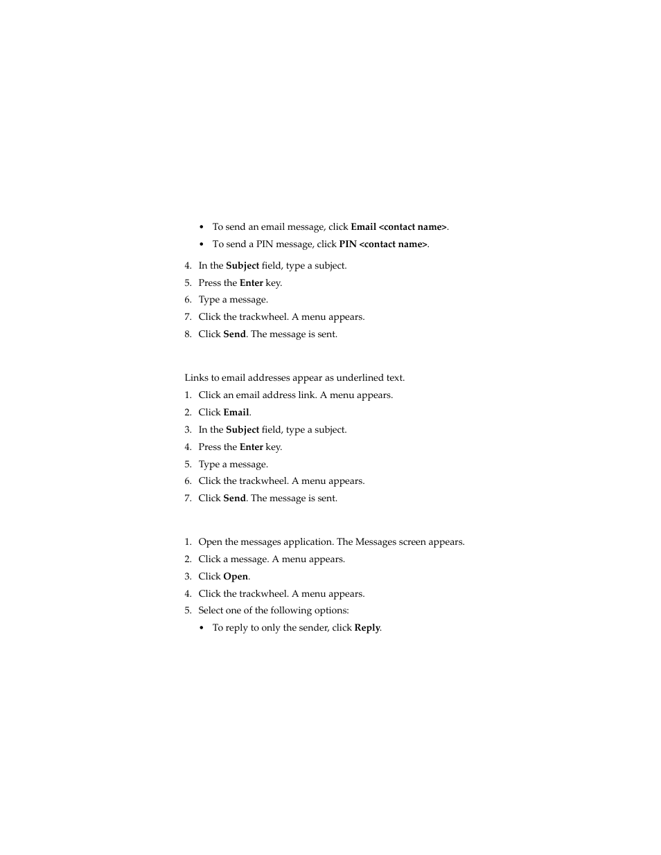 Send an email message using a link, Reply to a message | Blackberry 6280 User Manual | Page 13 / 152