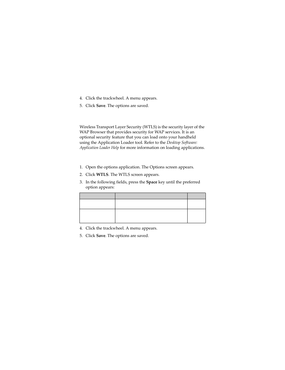 Wtls, Set wtls options | Blackberry 6280 User Manual | Page 131 / 152
