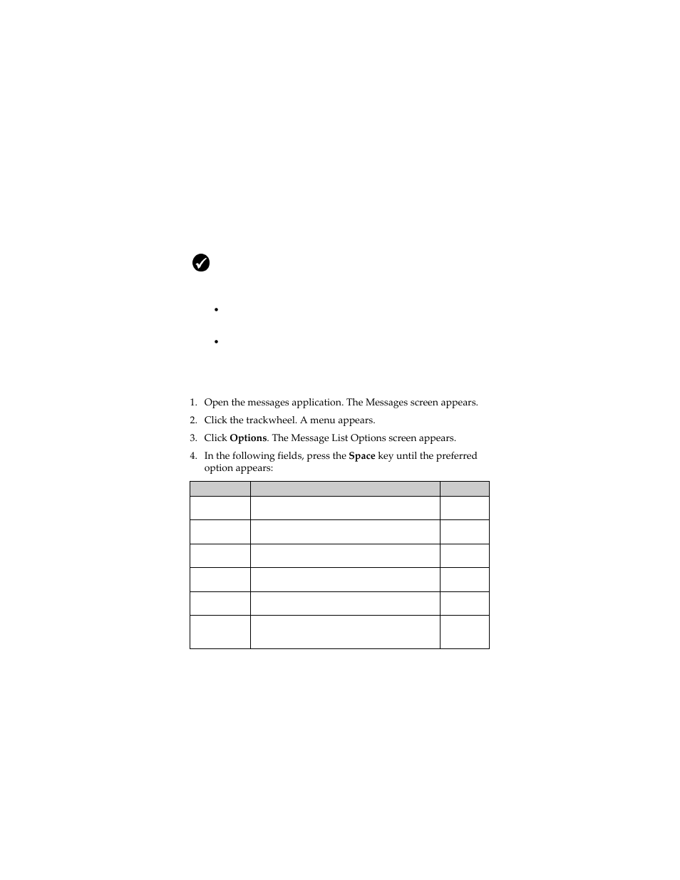 Setting message options, Set message options | Blackberry 6280 User Manual | Page 21 / 152