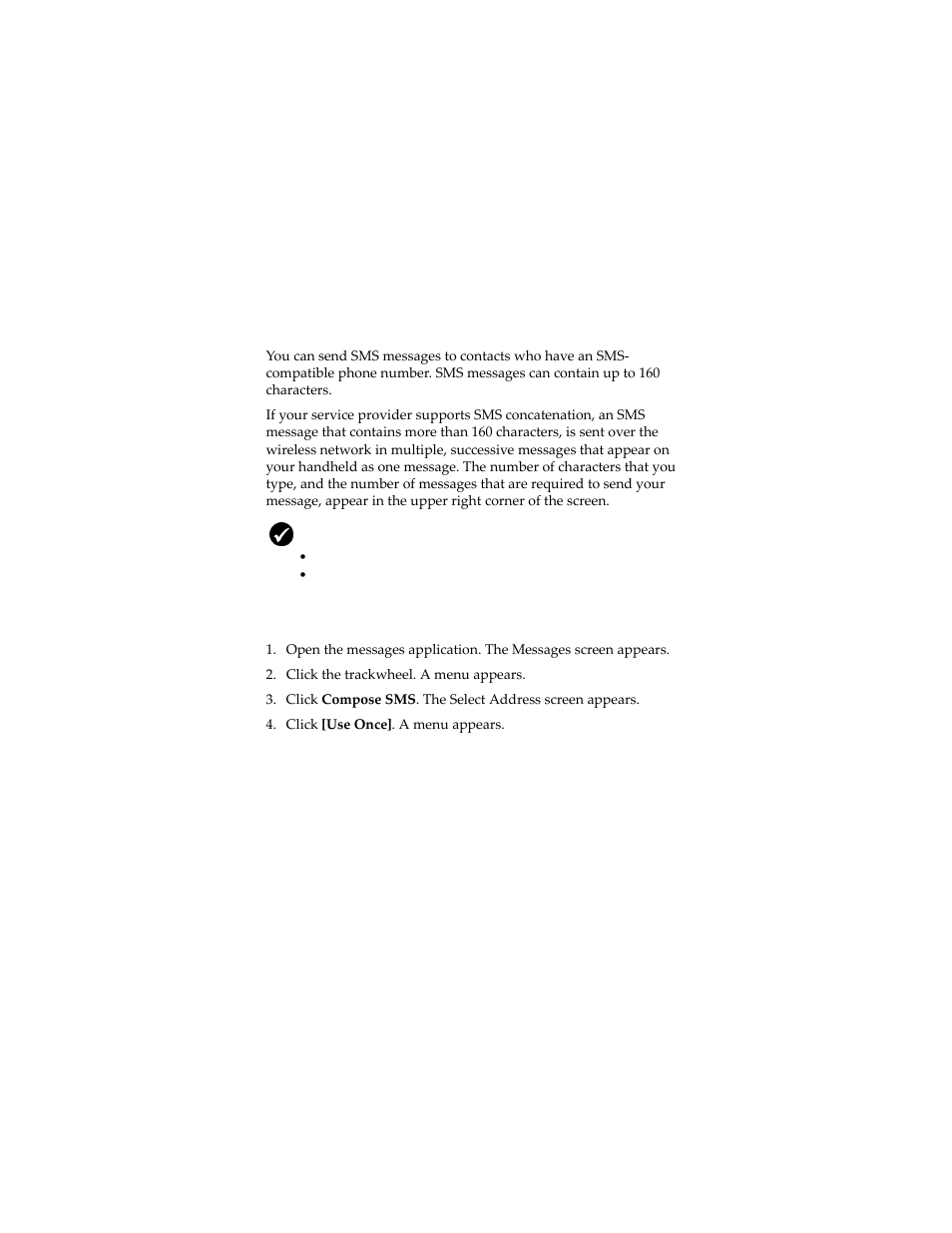 Sending sms messages, Send an sms message | Blackberry 6280 User Manual | Page 24 / 152
