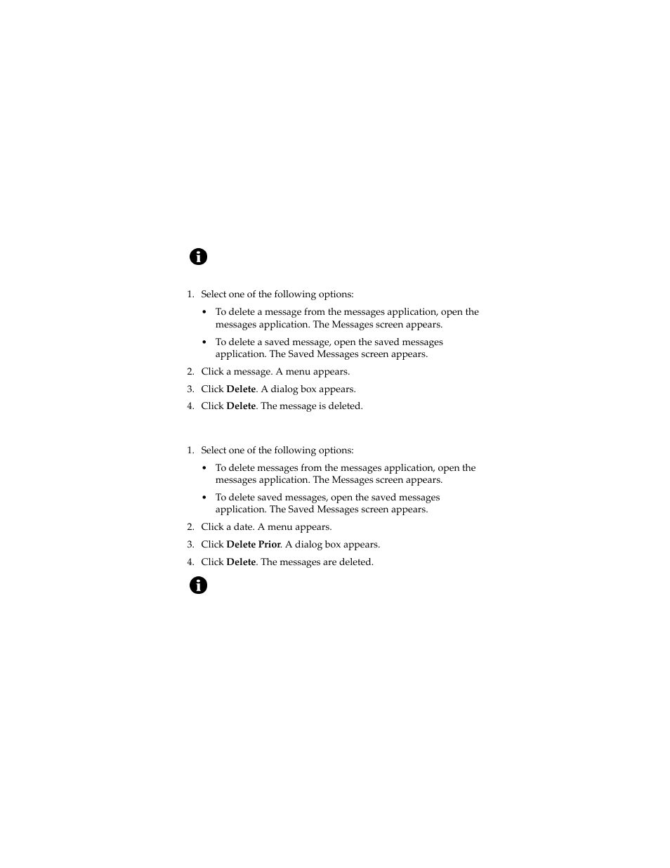 Delete a message, Delete messages prior to a specific date | Blackberry 6280 User Manual | Page 29 / 152