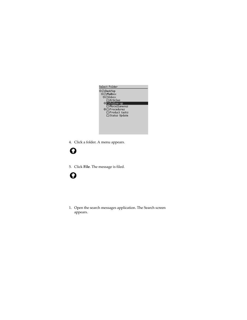 Searching for messages, Search for a message | Blackberry 6280 User Manual | Page 32 / 152