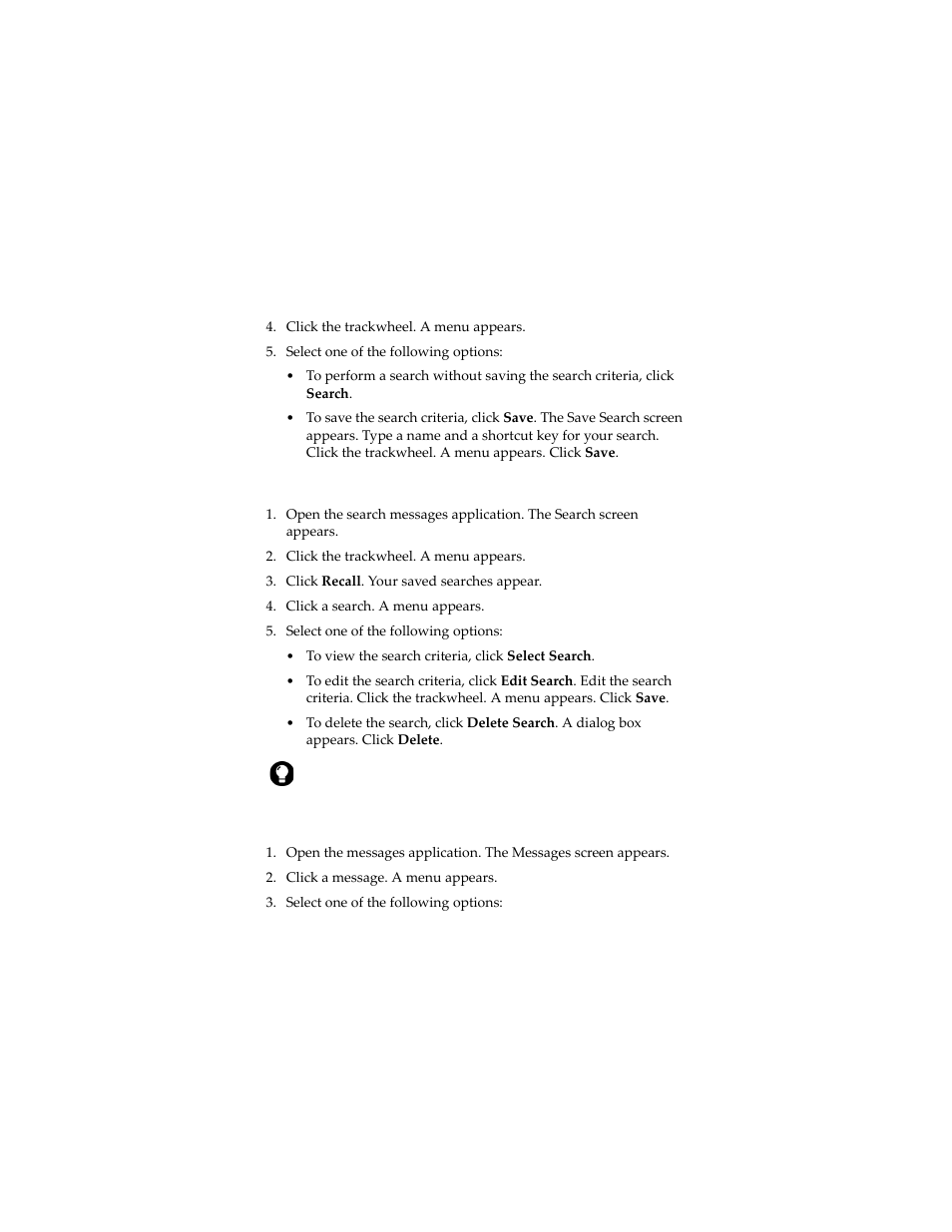 View, edit, or delete a saved search | Blackberry 6280 User Manual | Page 34 / 152