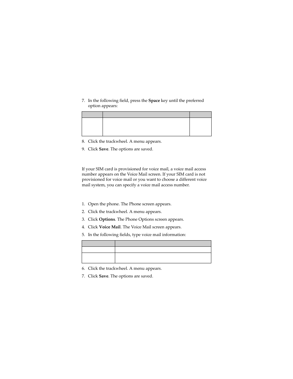 Setting voice mail options, Set voice mail options | Blackberry 6280 User Manual | Page 67 / 152