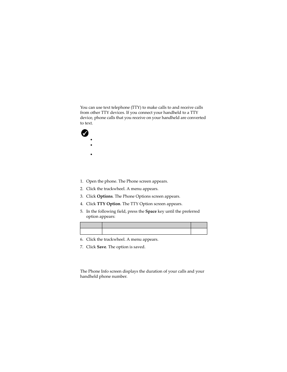 Setting tty options, Viewing phone information, Set the tty option | Blackberry 6280 User Manual | Page 68 / 152