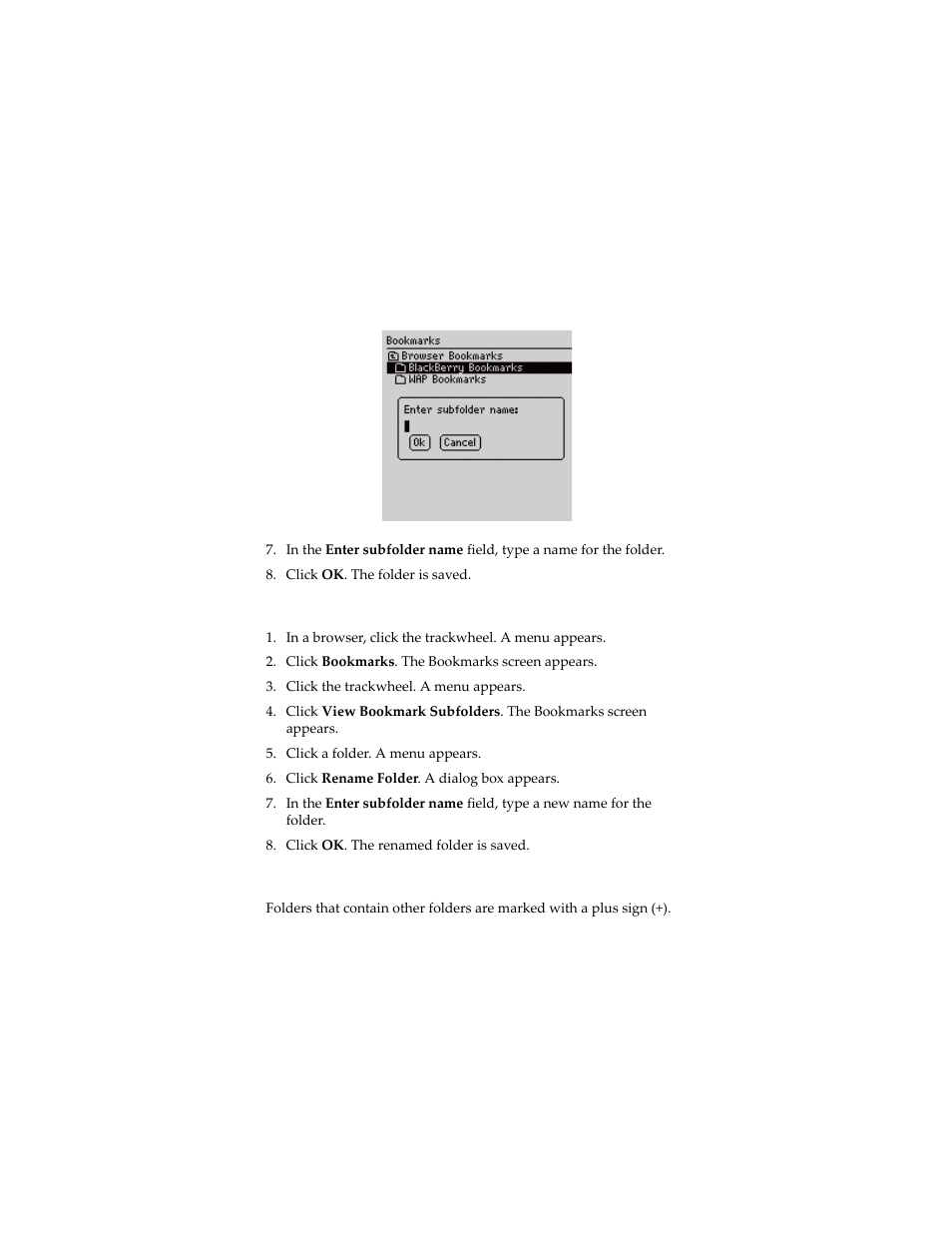 Rename a folder for bookmarks, Move between folders for bookmarks | Blackberry 6280 User Manual | Page 82 / 152