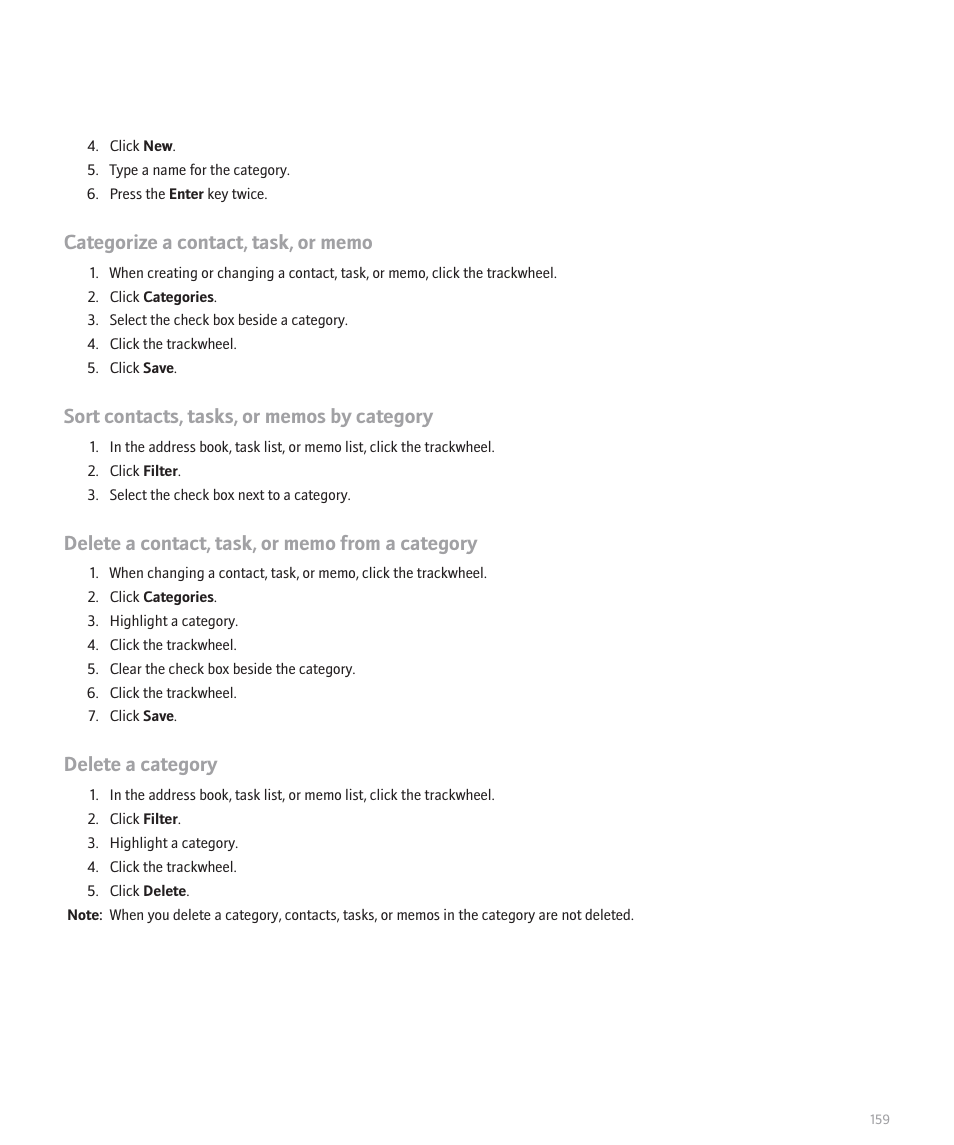 Delete a category | Blackberry 8707 Series User Manual | Page 161 / 240