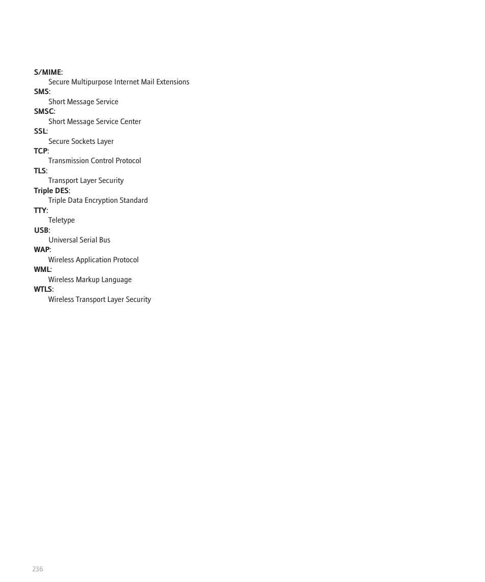 Blackberry 8707 Series User Manual | Page 238 / 240