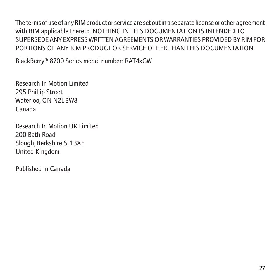 Blackberry 8700 User Manual | Page 29 / 29