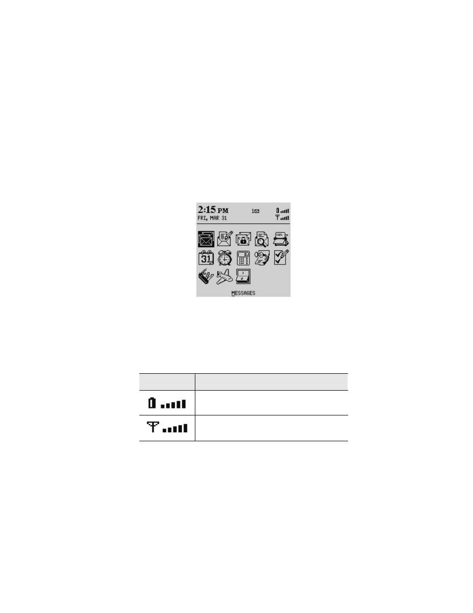 Icons and graphical tools, Home screen components, Handheld status icons | Blackberry WIRELESS HANDHELDTM 857 User Manual | Page 33 / 188
