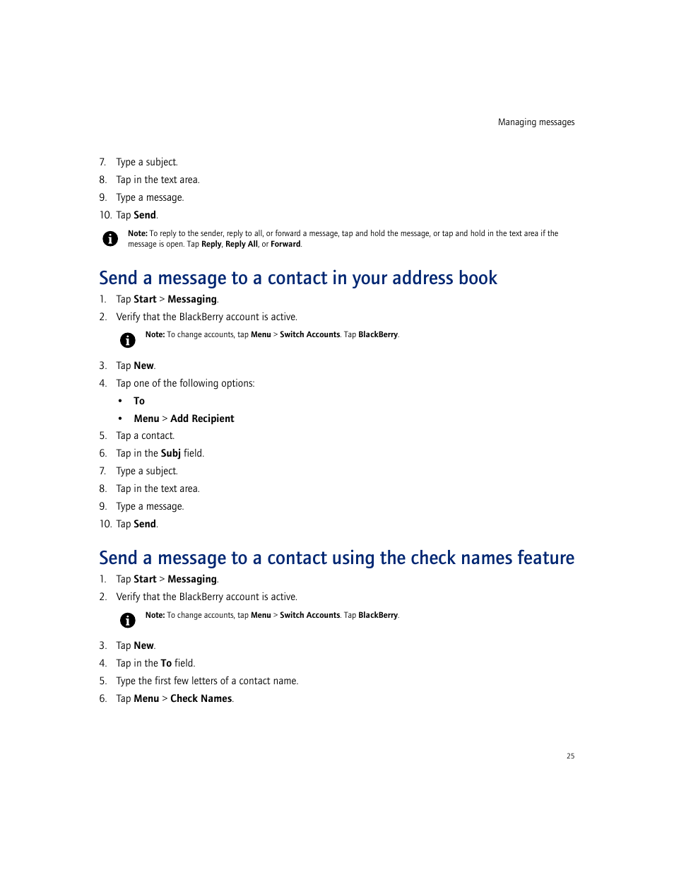 Send a message to a contact in your address book | Blackberry CONNECT FOR POCKET PC 2.1 User Manual | Page 25 / 38