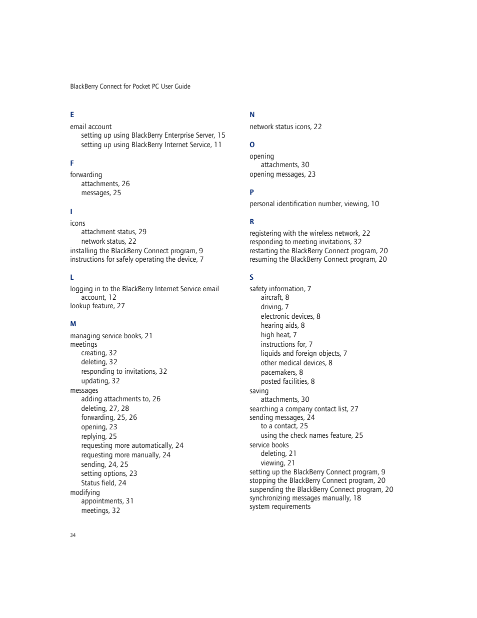Blackberry CONNECT FOR POCKET PC 2.1 User Manual | Page 34 / 38