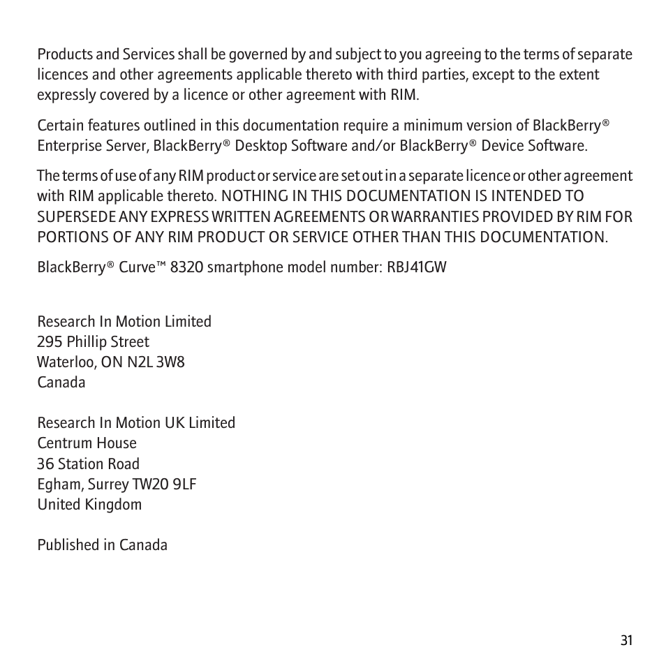 Blackberry Curve 8320 User Manual | Page 33 / 33