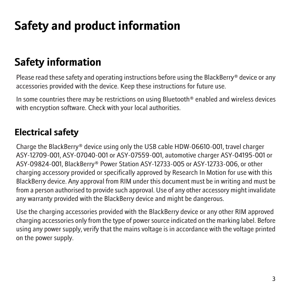 Safety and product information, Safety information | Blackberry Curve 8320 User Manual | Page 5 / 33