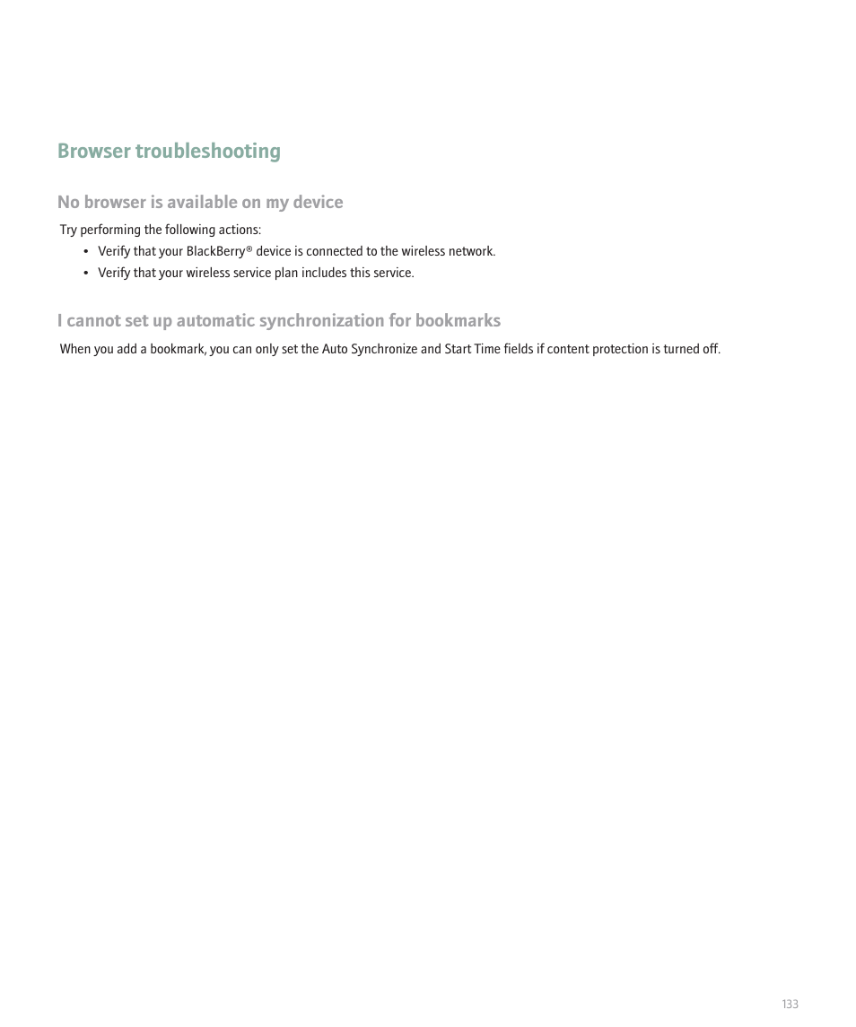 Browser troubleshooting | Blackberry Global 8830 User Manual | Page 135 / 262